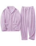 NRZD Purple Pajamas For Women Set Flannel Lined Soft Comfy Pjs Winter Warm Fleece Sleepwear 2 Piece