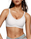 OEAK Womens Wireless Bras Comfortable Push Up Bra Smooth U Neck Bralette Full Coverage Bras Seamless Tshirt Everyday Bras White S