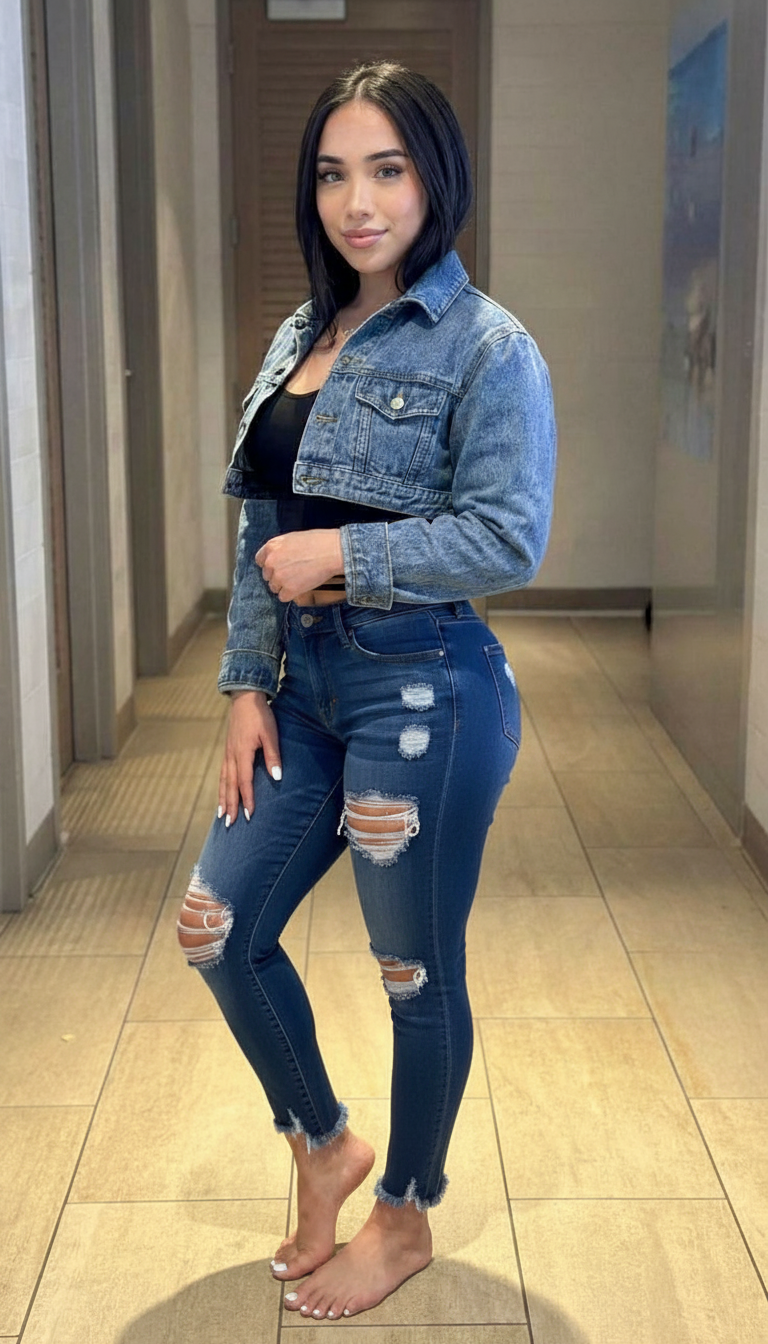 Cropped Ripped Jeans