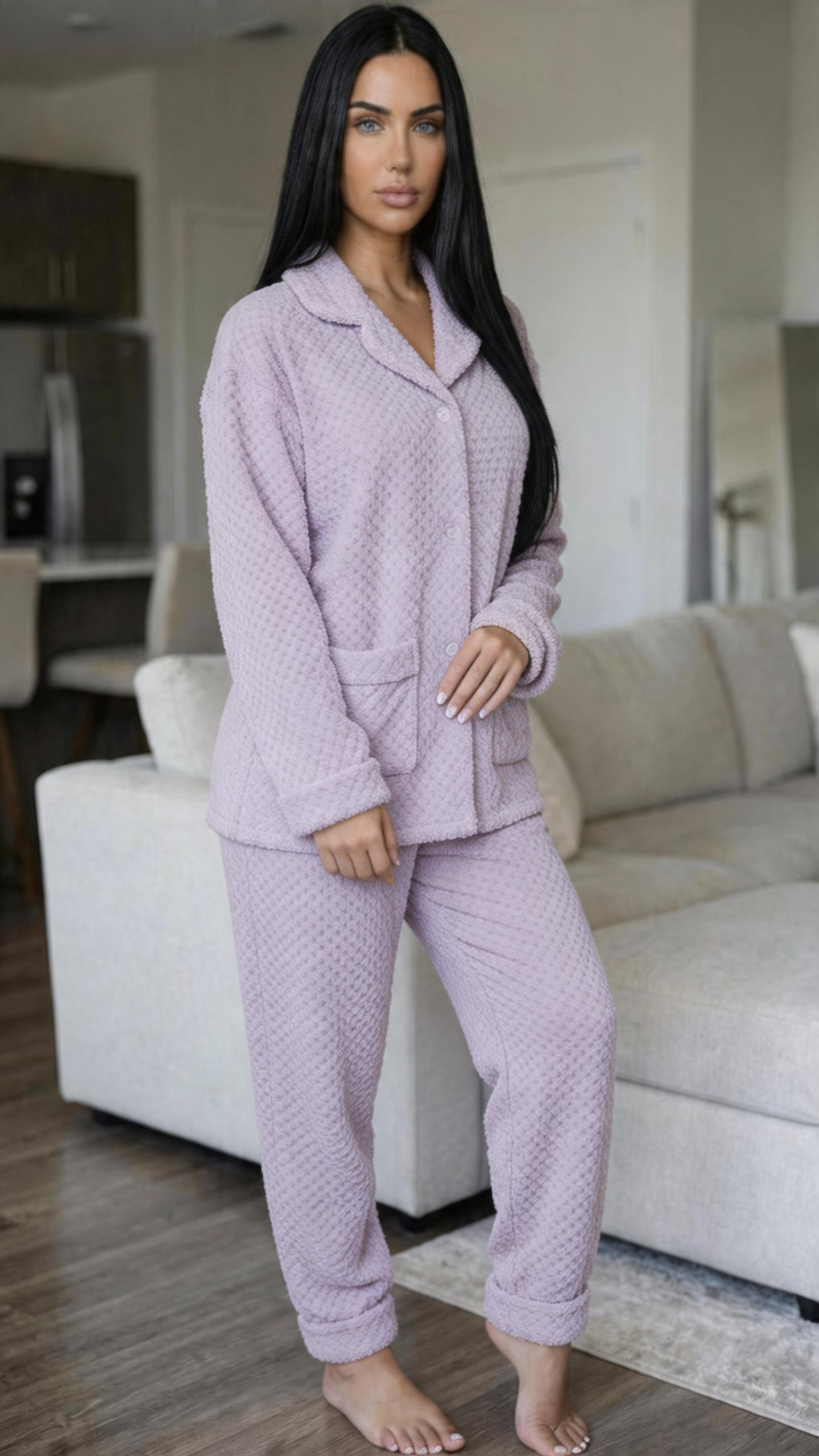 NRZD Purple Pajamas For Women Set Flannel Lined Soft Comfy Pjs Winter Warm Fleece Sleepwear 2 Piece