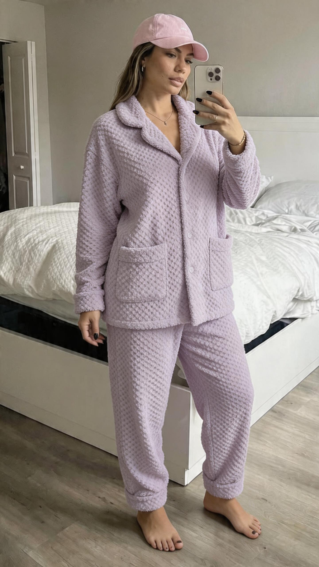 NRZD Purple Pajamas For Women Set Flannel Lined Soft Comfy Pjs Winter Warm Fleece Sleepwear 2 Piece