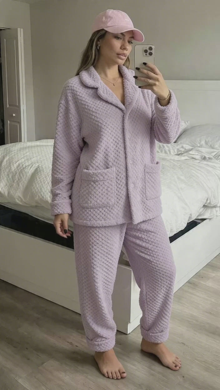 NRZD Purple Pajamas For Women Set Flannel Lined Soft Comfy Pjs Winter Warm Fleece Sleepwear 2 Piece